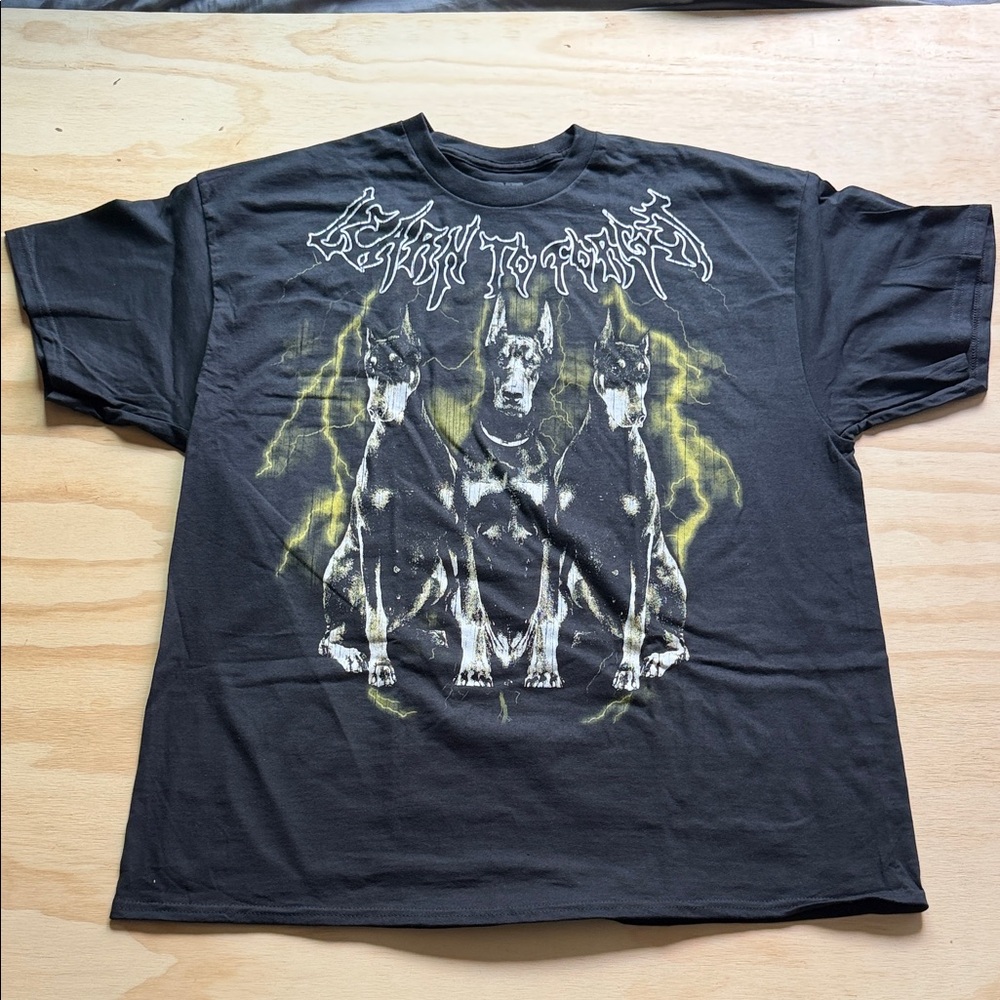 Men's Black Graphic Doberman Crewneck Tee